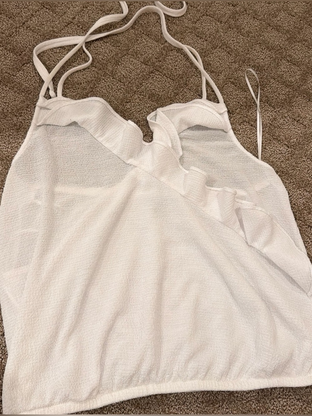 Express White Ruffle Spaghetti Strap Cami